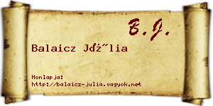 Balaicz Júlia névjegykártya